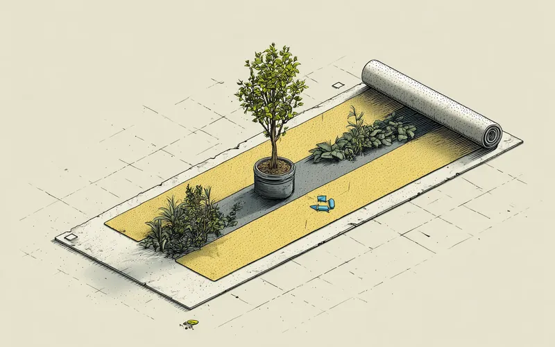 Stylized illustration of an eco-friendly recycled anti-fatigue mat marked with a recycling symbol